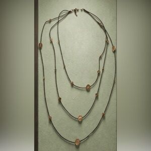 Kirks Folly Necklace Black Beads Austrian Crystals 3-Strand